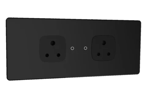 Lumora glossy glass 6m 2 switch + 2 socket in black