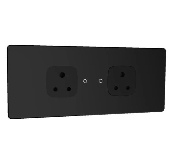 Lumora glossy glass 6m 2 switch + 2 socket in black