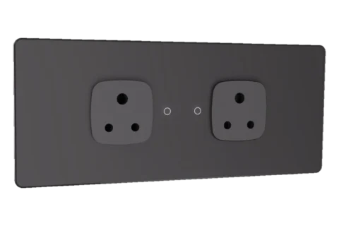 Lumora glossy glass 6m 2 switch + 2 socket in grey