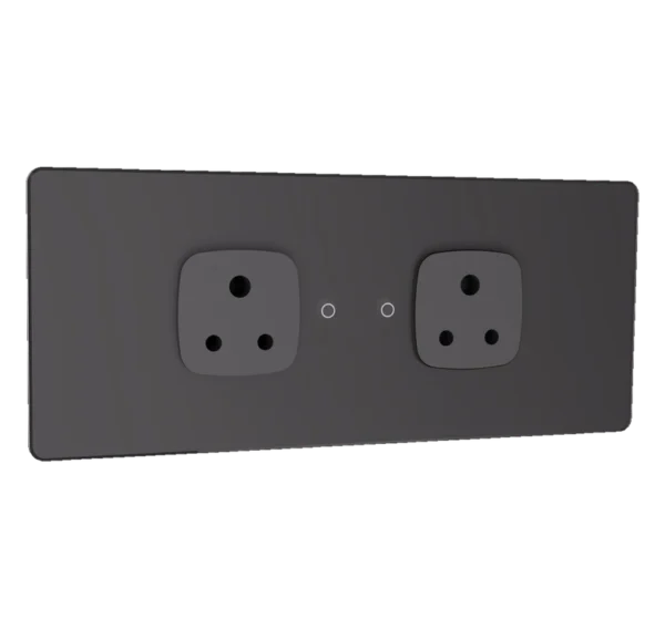 Lumora glossy glass 6m 2 switch + 2 socket in grey