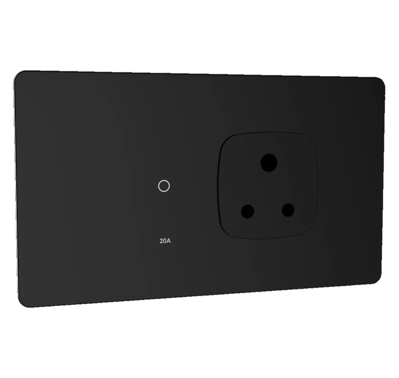 20AMP + 1 SOCKET - 4M (GLOSSY BLACK) Lumora glossy glass 4m 20a switch + 1 socket