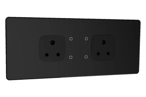 Lumora glossy glass 6m 4 switch + 2 socket in black