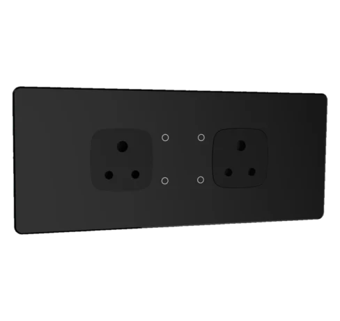 Lumora glossy glass 6m 4 switch + 2 socket in black
