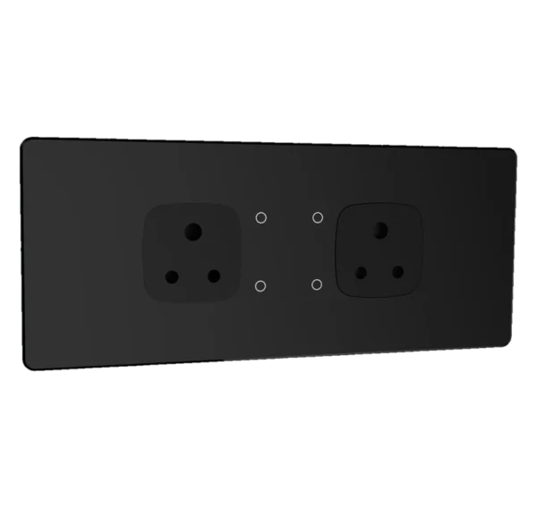 Lumora glossy glass 6m 4 switch + 2 socket in black