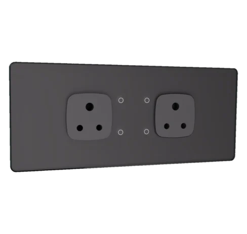 Lumora glossy glass 6m 4 switch + 2 socket in grey