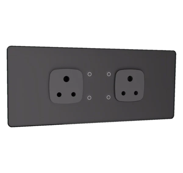 Lumora glossy glass 6m 4 switch + 2 socket in grey
