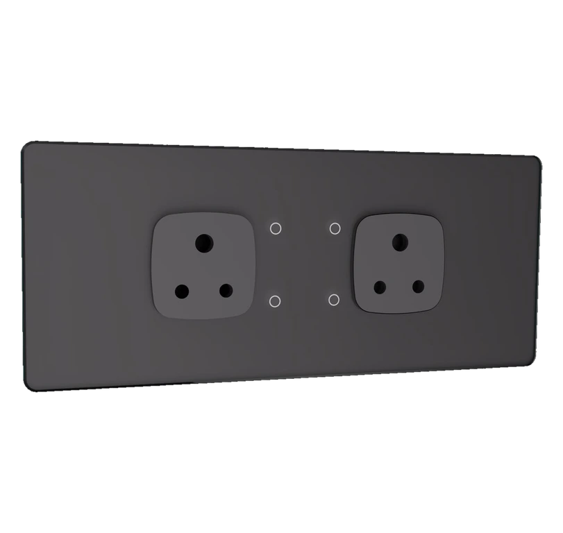 4 SWITCHES + 2 SOCKETS - 6M (GLOSSY GREY) Lumora glossy glass 6m 4 switch + 2 socket in grey