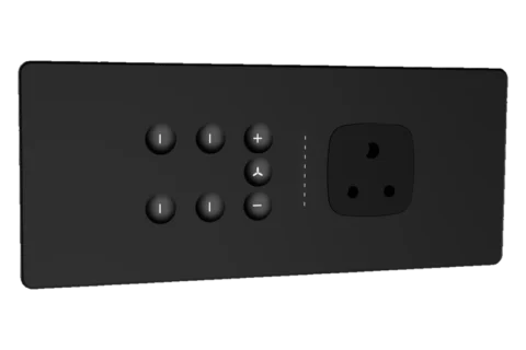 Eclipse matt glass 6m 4 switch + 1 fan + 1 socket