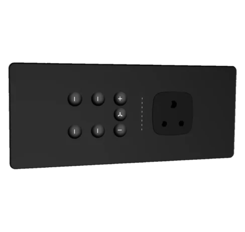 Eclipse matt glass 6m 4 switch + 1 fan + 1 socket