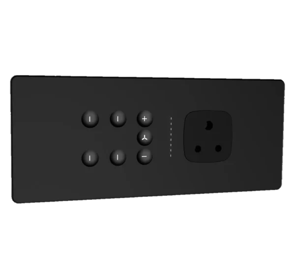 Eclipse matt glass 6m 4 switch + 1 fan + 1 socket
