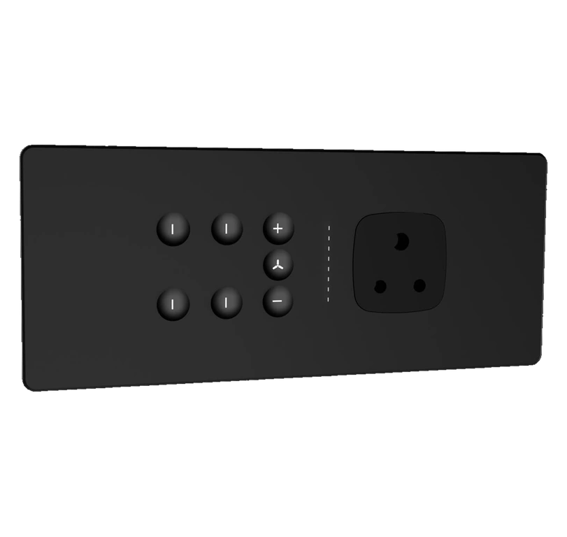 4SWITCHES + 1FAN + 1SOCKET - 6M(MATTE) Eclipse matt glass 6m 4 switch + 1 fan + 1 socket