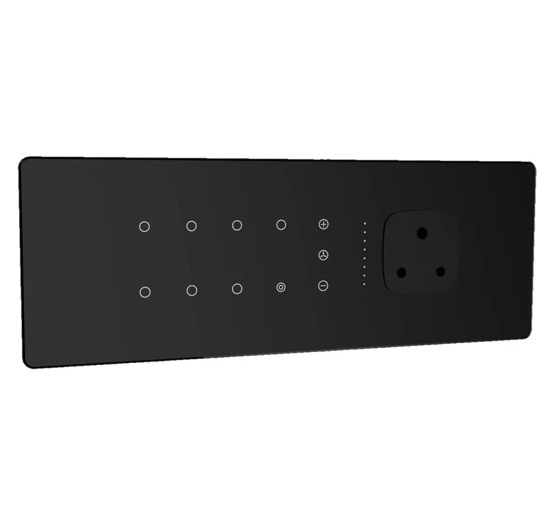 7 SWITCHES + 1 MASTER + 1 FAN + 1 SOCKET - 8M (GLOSSY BLACK) Lumora glossy glass 8m 7 switch + 1 master + 1 fan + 1 socket