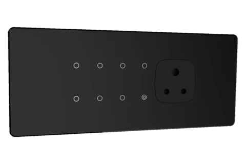 Lumora glossy glass 6m 7 switch + 1 master + 1 socket in black