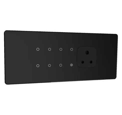 Lumora glossy glass 6m 7 switch + 1 master + 1 socket in black