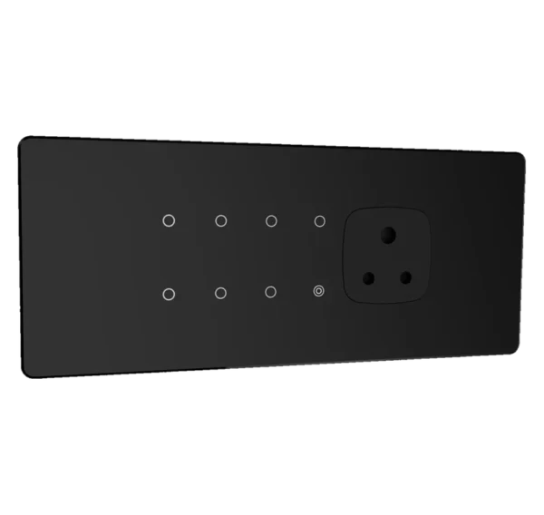Lumora glossy glass 6m 7 switch + 1 master + 1 socket in black