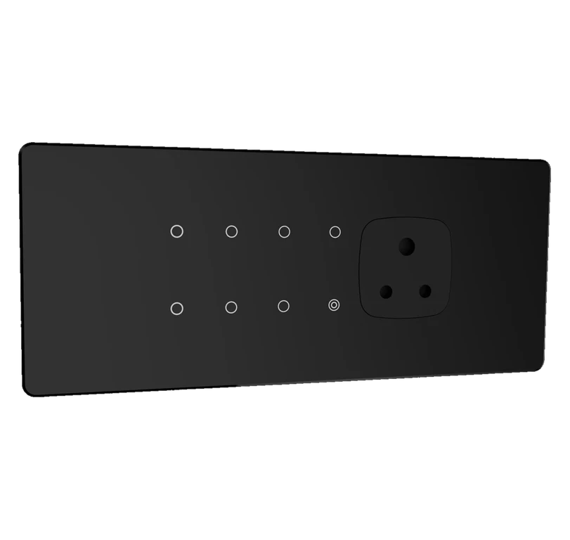 7 SWITCHES + 1 MASTER + 1 SOCKET - 6M (GLOSSY BLACK) Lumora glossy glass 6m 7 switch + 1 master + 1 socket in black