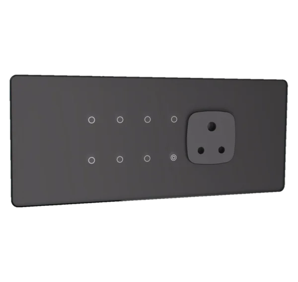 Lumora glossy glass 6m 7 switch + 1 master + 1 socket in grey