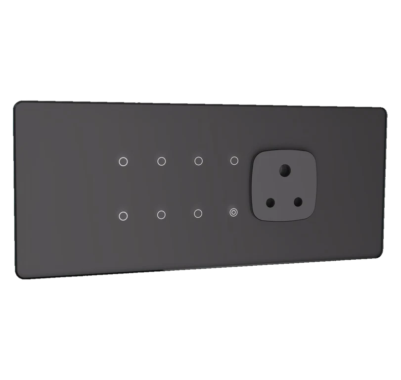 7 SWITCHES + 1 MASTER + 1 SOCKET - 6M (GLOSSY GREY) Lumora glossy glass 6m 7 switch + 1 master + 1 socket in grey